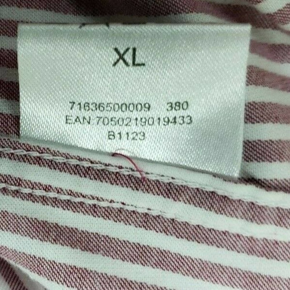 Dressmann.com Mens Button Down Shirt Long Sleeves Sz 43/44 XL Red/White Stripe - Picture 9 of 10